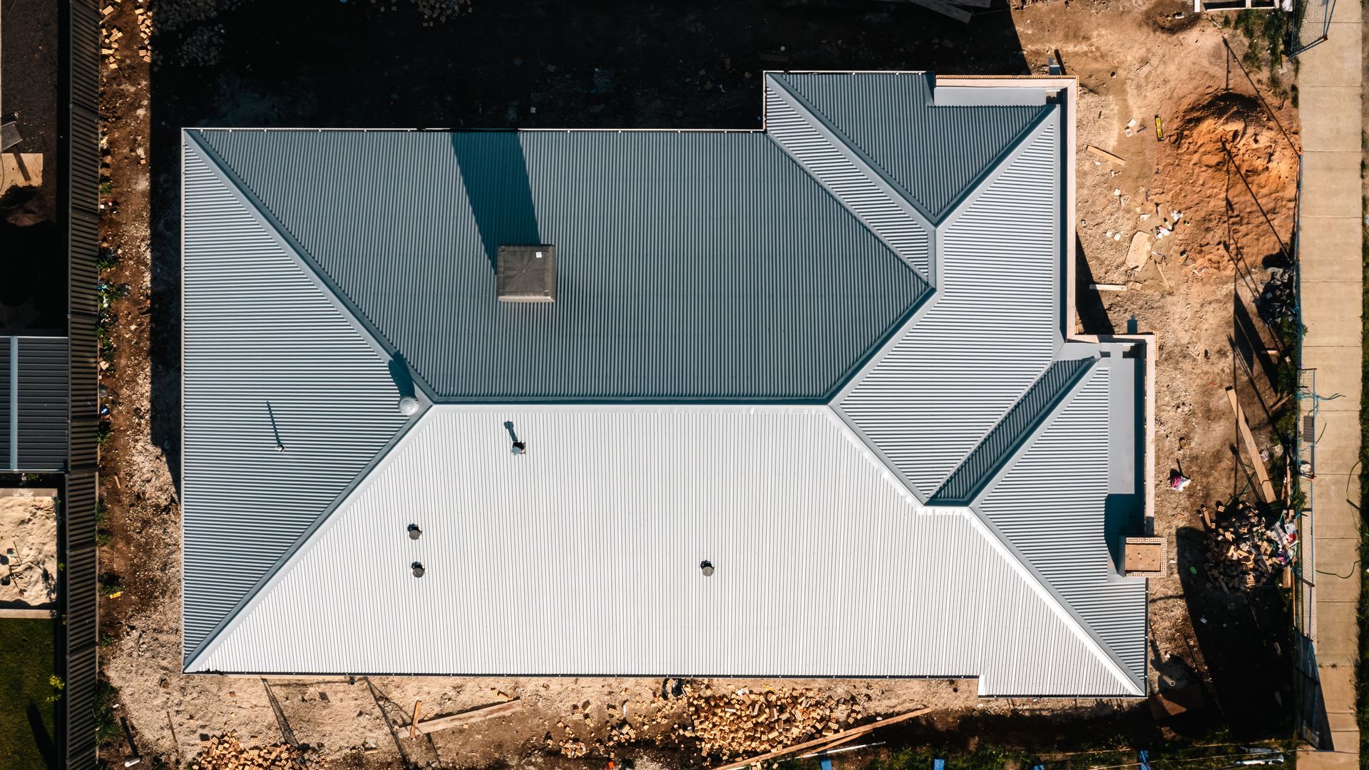 Aerial view of completed roof